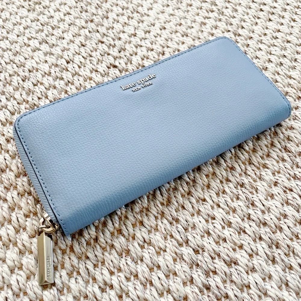 kate spade light blue zip-around continental wallet - Picture 3 of 8